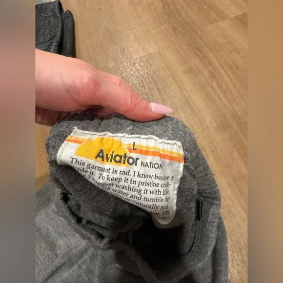 Aviator Nation Gray Sweatpants with Yellow Accent - Picture 3 of 3